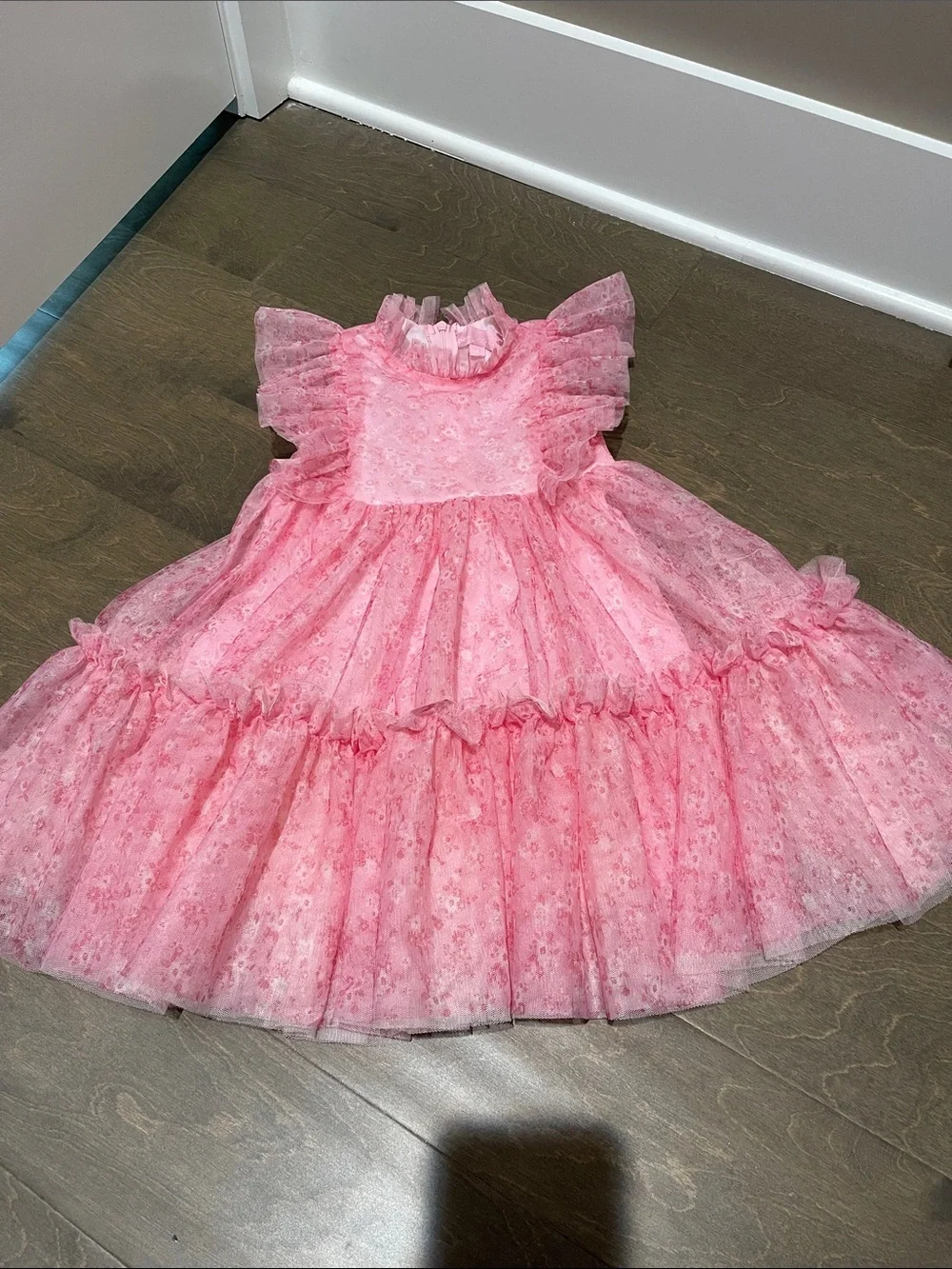 Pink Ruffled Tulle Party Dress Size 4